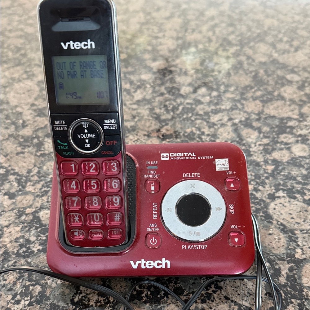VTech Red Cordless Phone with Answering System